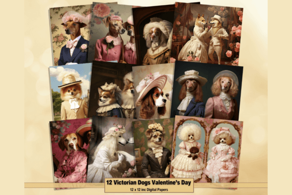 Download Valentine's Day Victorian Dogs Digitals - Premium Bundle