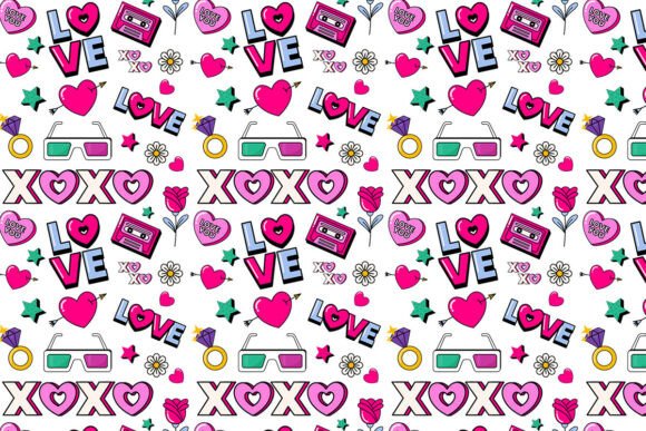 Download 90s Valentine Seamless Pattern - 90s valentine Collection