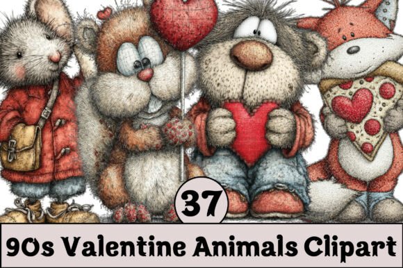 Download 90s Valentine Animals Clipart - 90s valentine Collection