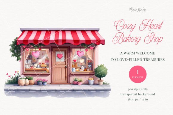 Download Vintage Valentine's Bakery Shop Clipart - Premium Resources